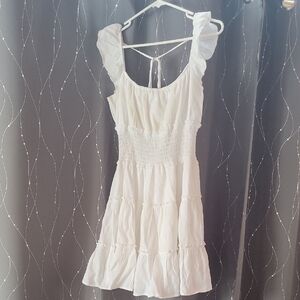 White Ruffled Sundress By Trixxi